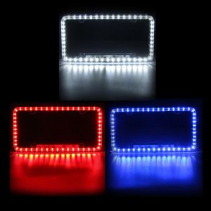 Universel bleu blanc rouge voiture 54LED éclairage acrylique plastique plaque d'immatriculation couverture Frame184I