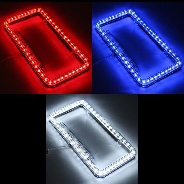 Universal azul blanco rojo coche 54LED iluminación acrílico plástico placa cubierta Frame244y