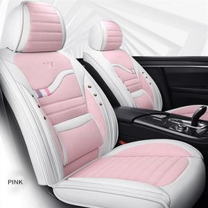 Accesorios universales para coche fundas de asiento para sedán diseño de moda conjunto completo de cuero ajustable cinco asientos funda de cojín rosa para W236q