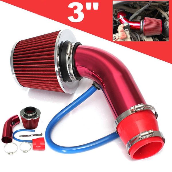 Filtro de entrada de aire frío universal para coche, kit de inducción de aluminio, sistema de manguera de tubo Red224T