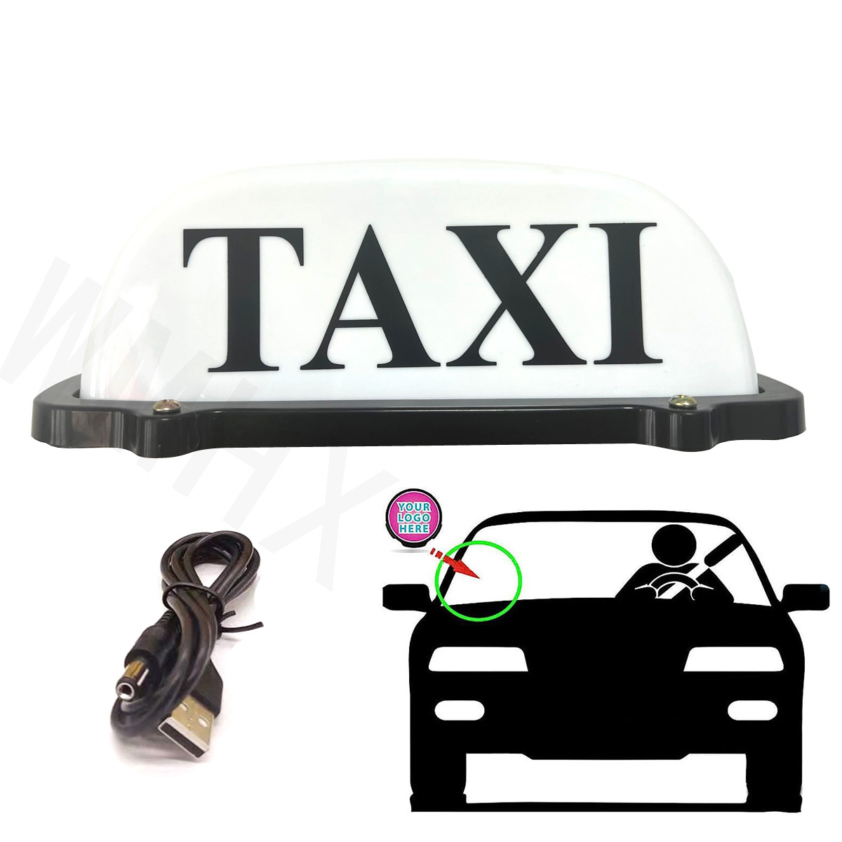 Ferngesteuertes Taxi-Top-Licht-Dachschild, wiederaufladbarer USB-Akku, 16 bunte LEDs