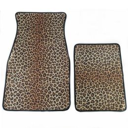 Tapis de sol de voiture universels tapis de pied imprimé léopard 2 pièces par costume anti-dérapant Multi couleurs 31dy F1