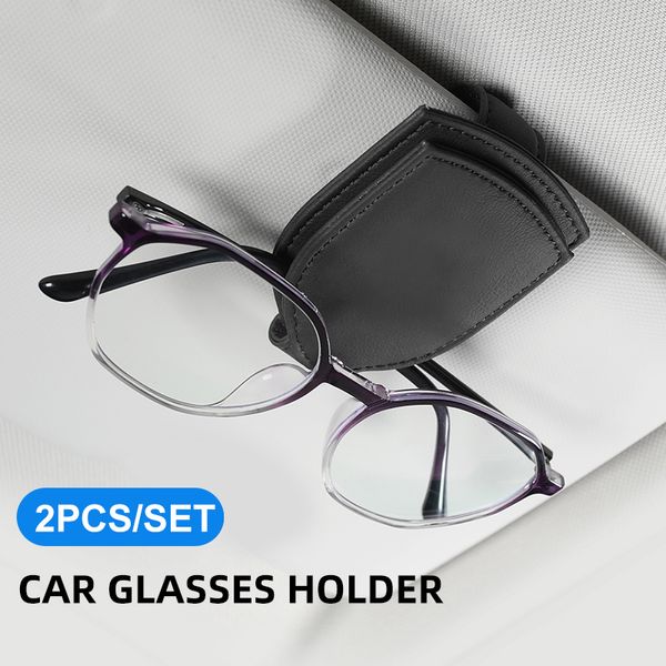 Glases de gafas de automóvil universales Gafas de sol Sol Clip de cuero Magnético Carrida de tazas Auto Ticket Card Accesorios