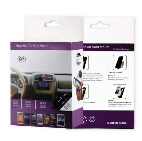 Soporte universal para automóvil Soporte magnético para ventilación de aire para teléfonos Soporte de rotación de 360 ​​grados para teléfonos inteligentes GPS Accesorios para automóviles en paquete plano1