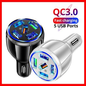 Universal Car Phone Charger 5 Ports USB Charger Fast Charging Adapter For Samsung S9 S10 Mobile Phone Charger In Car Car-Charge Car-Charger Car Charging Quick Charge