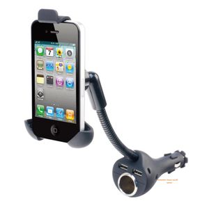 Universal Car Telefoonladerhouders Sigarettenaansteker Dual USB Charger Mount Stand voor iPhone Samsung HTC ETC Smartphones GPS5204783