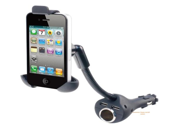Supports universels de chargeur de téléphone de voiture allume-cigare double support de chargeur USB pour Iphone Samsung HTC etc Smartphones GPS5004124