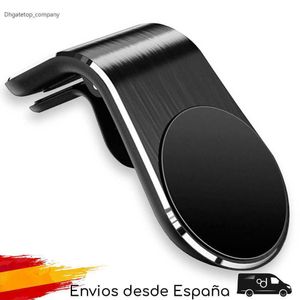 Soporte universal para teléfono de coche Negro Tipo L Soporte de clip de ventilación de aire 360 Imán magnético giratorio Montaje móvil para teléfono inteligente