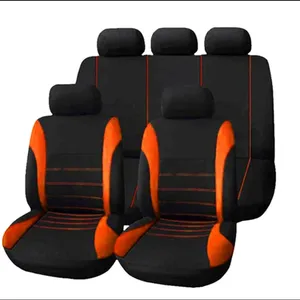 Funda universal para asiento de coche, juego completo de tela de poliéster, funda de asiento ajustable, alfombrilla para cojín de asiento de 5 piezas, parte delantera y trasera, proceso y diseño de impresión múltiple