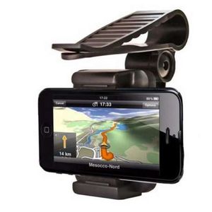 Support de téléphone universel pour pare-soleil de voiture, support de rétroviseur pour téléphone portable iphone 5s 6 plus Samsung Sony GPS noir