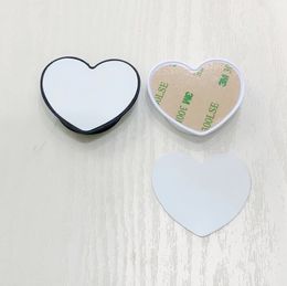 Soporte universal para teléfono celular con inserto de sublimación de aluminio en blanco para soporte de agarre personalizado Soporte para automóvil Soportes en forma de corazón Negro / Blanco