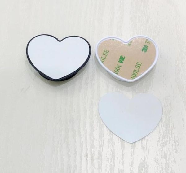 Soporte de teléfono celular universal con inserto de sublimación de aluminio en blanco para soportes de forma de corazón de soporte de soporte de agarre personalizado Blackw2064068