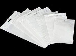 Universele Helder Witte Parel Plastic Poly Zakken OPP Verpakking Ritssluiting Pakket Accessoires PVC Dozen Handgat voor USB iPhon3622224