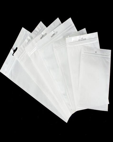 Universal Clear White Pearl Plastic Poly Bags OPP Embalaje Zipper Lock Paquete Accesorios PVC Cajas de venta al por menor Agujero de mano para USB iPhon4019815