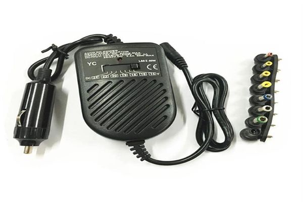 Adaptateur d'alimentation de chargeur automatique de voiture universel DC 80W, ensemble pour ordinateur portable avec 8 prises détachablesa23a174073076