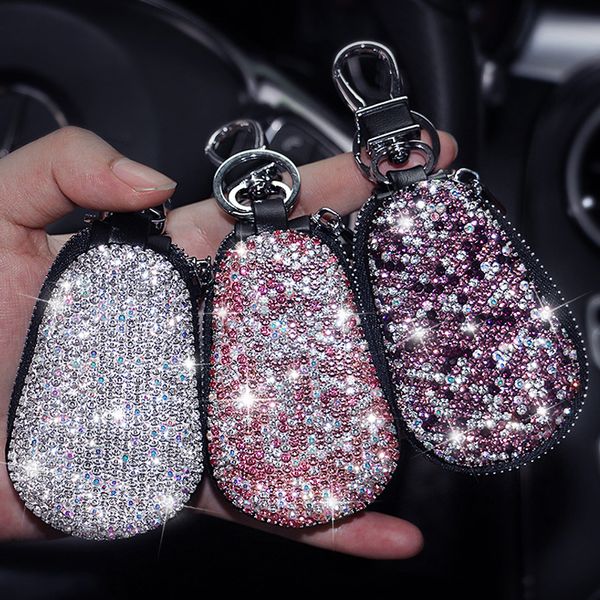 Porte-clés de voiture diamant universel mallette de rangement porte-clés en cristal de luxe porte-clés sac portefeuille pour porte-clés BMW Lada Benz