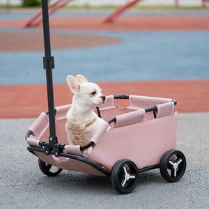 Universele Hondenwagen voor Kleine Honden Rolling Kat Huisdier Vervoer 4 Wielen Lichtgewicht Opvouwbare Trolley Winkelwagen Reizen 240131