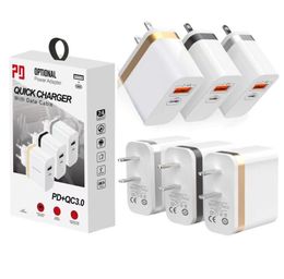 Universele Dual Ports Type C USB-C EU US Wall Charger PD Power Adapter 2.4A voor Samsung Xiaomi Android-telefoon met doos
