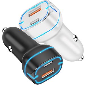 Chargeur de voiture universel double ports USB USB C chargeurs de voiture à charge rapide 20W 12W 2.4A pour Ipad Iphone 13 14 15 Pro Max Samsung Xiaomi Huawei téléphone Android