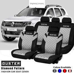 Universal Duster Printing Car Seat Cover volledige set diamant patroon reliëf en 2 voorstoelen interieuraccessoires