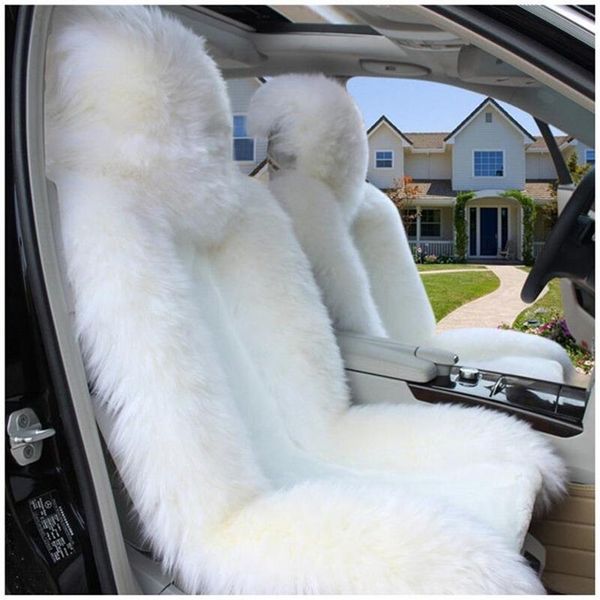 Accesorios universales para coche, fundas interiores para asiento de coche para sedán SUV, calentador de lana de una pieza para asiento delantero, piel gruesa de calidad Cushio247R