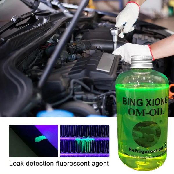 Détecteur de fuite d'huile fluorescente universelle agent de réparation de fuite de climatiseur Test de colorant UV Agent automobile Agent fluorescent