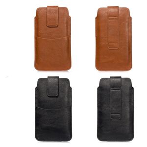 Universal Holster Hip Leather Cevales voor voor iPhone 13 12 11 XS Max Galaxy S22 S21 S20 Ultra plus verticale clipgordel Flip Cover -zakje