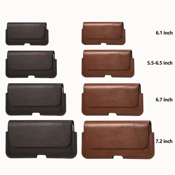 Holster horizontal universel de hanche véritable étuis à clip en cuir véritable pour iPhone 15 14 13 12 11 Pro MAX XR XS X S23 Note 20 S22 Ultra S21 FE LG Stylo 7 Hasp Hook Belt Pouch Purse