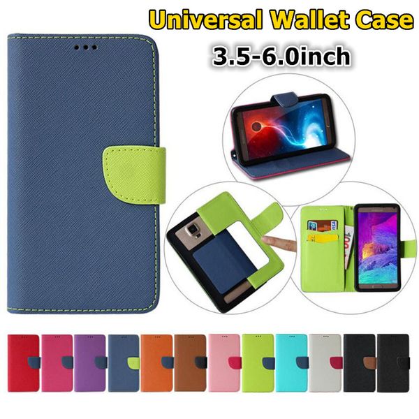 Étuis universels hybrides en toile pour portefeuille Flip PU Housse en cuir pour téléphone portable de 3,5 à 7,0 pouces iPhone 14 Samsung S23 A14 A34 A54 MOTO OPPO OnePlus Huawei XiaoMi