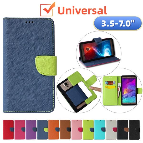 Universal Hybrid Canvas Wallet Cases Flip PU Funda de cuero Funda con ranura para tarjeta para teléfono celular de 3.5 a 7.0 pulgadas iPhone 14 Pro Max Samsung S23 Ultra A14 A34 A54 MOTO OPPO Huawei XiaoMi