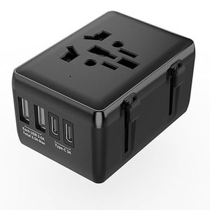 Adaptateur universel de prise de voyage européen et international, chargeur 2 USB 2 type-c 3A, prise ue, US, AU, UK, compatible dans le monde entier, charge maximale 1800w