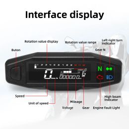 Universal LCD Digitale motorfietsmeter Speedometer Kilometerteller RPM Brandstofmeter LCD Digitale meter Turn Signal Light voor alle motor