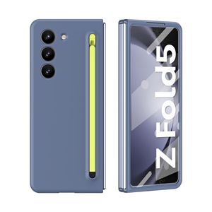 Étui Double face pour Samsung Galaxy Z Fold 5 4 3 Fold4 Fold3, mat et rigide, livré avec fente pour stylo, Film de Protection en verre, couverture d'écran