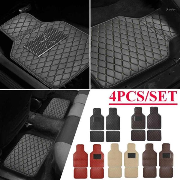 Tapis de sol Tapis universels en cuir avant arrière de voiture tapis imperméable anti-sale anti-dérapant pour la plupart des voitures noir1