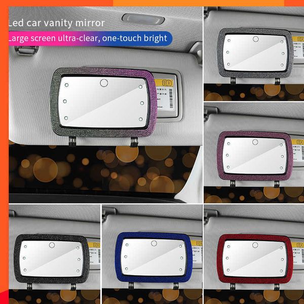 Universal LED Car Interior Mirror Makeup Vanity Mirror Sun Visor High Clear Diamond Car Assessoires Interior para mujeres niñas