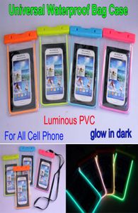 Universal Luminous Clear PVC PVC Sac imperméable Sac de couverture de boîtier durable pour l'iPhone 6 6S Plus pour Samsung Note 54 S6 S56512094