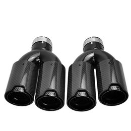 Universal M Prestaties Dual 80mm uitlaat Uitlaatpijp Koolstofvezel Zwart Rvs End Tips auto Uitlaat voor BMW serie modif273E