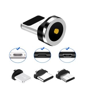 Consejos de cable magnético universal para cable redondo Micro USB USB Tipo C Piezas de repuesto de imán Móvil Adaptador