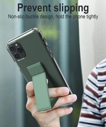 Universele magnetische vouw mobiele telefoonhouder opvouwbare onzichtbare vingergreepstandaard voor iPhone 12 Mini 11 Pro Max smartphone Case Brack1330036