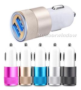 Universal Metal Dual USB Car Charger 2 Port LED Adaptateur de voyage de charge pour iPhone Samsung Nokia8632756