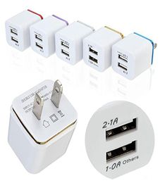 Universal Mini 21A Dual USB -oplader Phnom Penh Electroplating Mobile Phone Chargers Kleur voor smartphone Huawei7011311