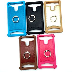 Universele mobiele telefoon case met metalen ringkickstand TPU siliconen kleur protector cover voor 4.0 4.5 5.0 5.5 inch mobiele telefoon