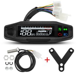 Motorcycle universel Motor de vitesse de vitesse numérique Tachomètre LED Tachymètre Dashboard Instrument Metter LCD Affichage Y Support
