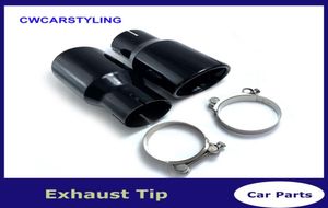 Universal Muffler 25quot Inlet Car Uitlaatpunt Auto staartpijpmondstuk Roestvrij staal Bevel Volledige bakverf Black9653129