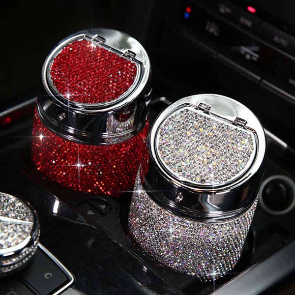 Cenicero de Metal multifuncional Universal con tachuelas de diamantes, suministros creativos, accesorios portátiles para Interior de coche