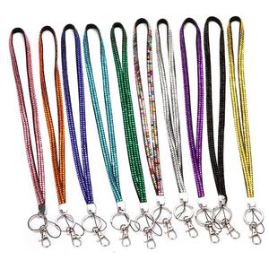 Universele nekband kristal mobiele telefoon lanyard diamant lanyards snoepkleuren strassige strass met metalen clip multi -kleuren mobiele telefoon ID -kaart