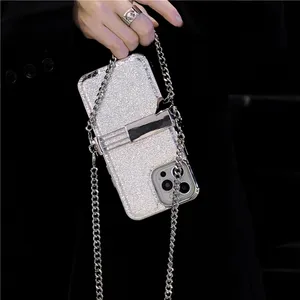 Universele kettingplaten Clip -hoesjes voor iPhone Samsung Huawei Nokia Google Xiaomi Redmi LG Sony Cellphone Crossbody Cross Chain Telefoonhouder