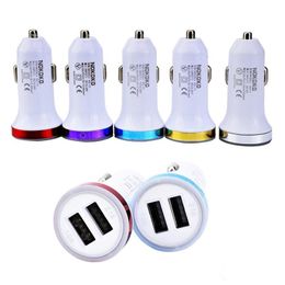 Puertos usb duales cargadores de teléfonos celulares 2 1a1a estilo cohete adaptador de cargador de coche con luz led para iphone 6 7 8 xr 11 12 samsung htc