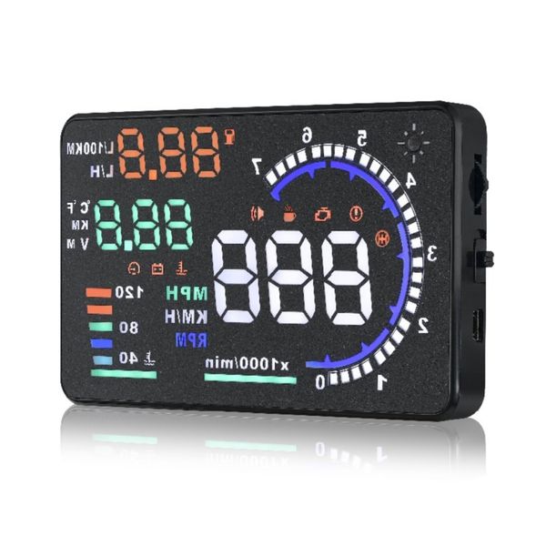 Reflector Universal para salpicadero de coche OBD HUD Head Up Display con pantalla transparente de 5,5 pulgadas, multifunción y alarmas