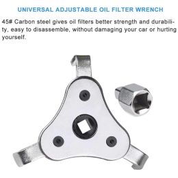 Universal Oil Filter sleutel 3 kaak verstelbaar 2-1/2 inch tot 4,5 inch Installatie Verwijderingssleutel Reparatiegereedschap voor motorfietsen Auto